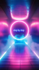 Stylish poster design using minimalist typography to emphasize the phrase "step by step" as a daily encouragement.