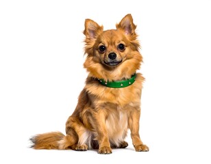 Obraz premium Fluffy dog sitting, front view