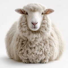 Adorable Fluffy White Sheep Portrait. Capturing the Cute Soft Woolly Farm Animal in a Pastoral Landscape