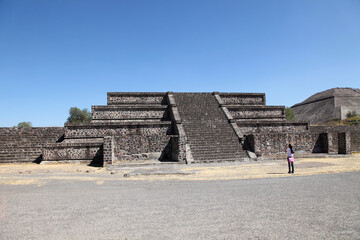 View of Ancient ruins of the Aztec and Pyramids at Teotihuacan, Mexico