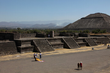 View of Ancient ruins of the Aztec and Pyramids at Teotihuacan, Mexico
