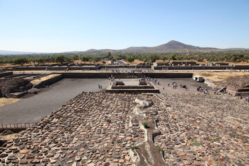 View of Ancient ruins of the Aztec and Pyramids at Teotihuacan, Mexico