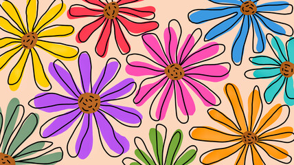 Fototapeta premium Cute minimalist floral design wallpaper 