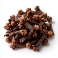 Pile of Dried Cloves on White Background