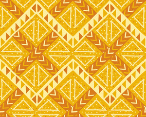 Orange ethnic print. African seamless pattern