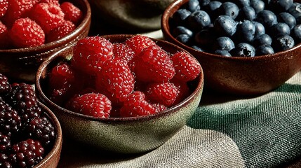  A table adorned with berry-filled bowls