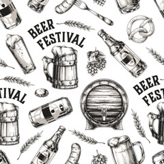 Beer festival with drinks and snacks