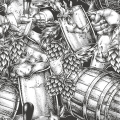 Crafting quality beer with hops and barrels