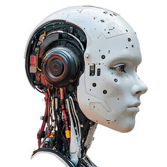Portrait a modern artificial intelligence robot head High quality Realistic image