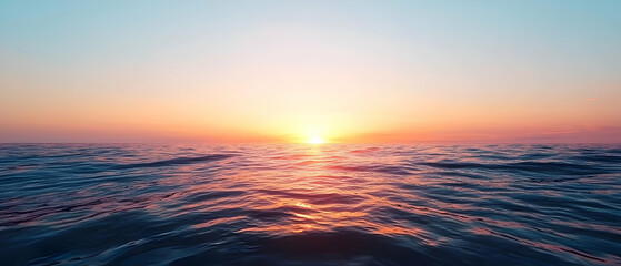 Fototapeta premium Sunset Over The Ocean Wide Panorama