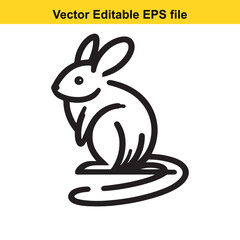 Fototapeta premium Line art illustration of a jerboa, a small rodent with a long tail
