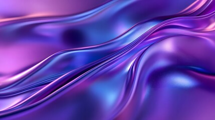 Fototapeta premium Intricate depiction of elegant violet holographic waves gracefully unfurling with radiant iridescent reflections across a futuristic abstract backdrop