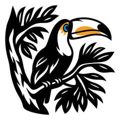 Toucan Bird on Branch Illustration