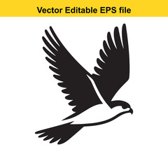 Majestic Hawk in Flight: A Vector Illustration of a Bird Soaring