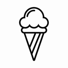Simple black and white ice cream cone icon representing dessert and sweet treats