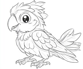 Obraz premium Cute cartoon parrot in black and white