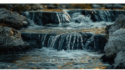 Cascading water over rocks