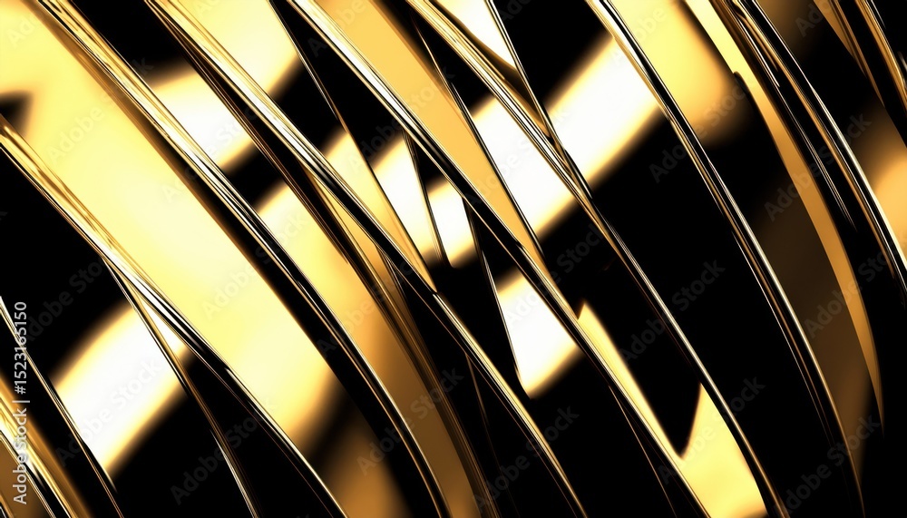 Poster luxurious golden metallic wave pattern with high-gloss reflections and dynamic fluid motion for elegant background, branding, web design, or upscale print media layout

