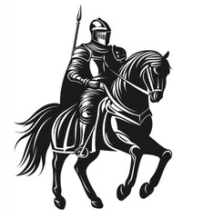 Fototapeta premium Dark knight on a steed, stylized