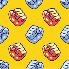 fist seamless pattern illustration isolated yellow background