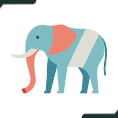 Obraz premium Minimalist Color Vector Illustration of an Elephant with Simple Shapes and Clean Lines