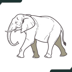 Naklejka premium Walking Elephant Profile Illustration Side View of an Elephant in Motion