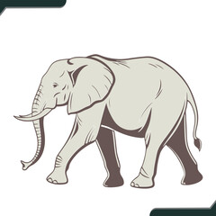Fototapeta premium Walking Elephant Profile Illustration Side View of an Elephant in Motion