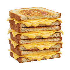 Grilled cheese stack isolated on transparent background