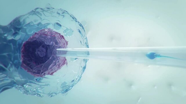 Microscopic View of Cell Injection Procedure