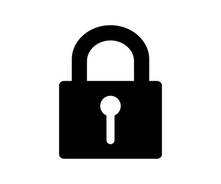 Protection icon with lock symbol privacy icon. Secure private security illustration on transparent background. 