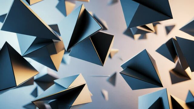 Geometric Origami Triangle Pattern Design in Blue Vector Illustration