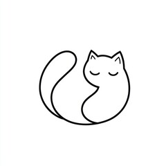 Simple black line drawing of a sleeping cat