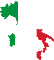 Italy flag map illustration isolated on transparent background