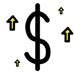 Financial growth concept with dollar sign and upward arrows, suitable for business, investment, and economic promotion.