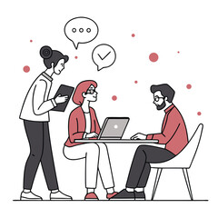 Teamwork collaboration meeting colleagues office work illustration