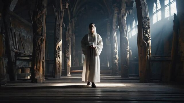 Members of a sect in white clothing.