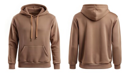 Coffee Brown Hoodie With Elegant Fold Lines Flat Lay