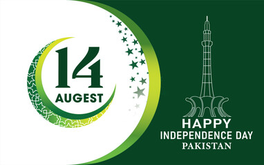 14th August Pakistan Independence Day. Pakistan's independence day 14th of august 1947. Vector illustration.