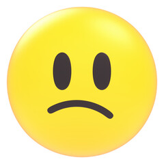 sad smiley face 3d icon in cartoon plastic style minimal isolated on transparent white background, clipping path
