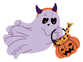 Cute ghost halloween vector illustration