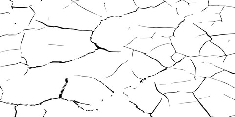 Obraz premium Generate a high-contrast, detailed image of a finely cracked white surface. The cracks should appear as thin, dark lines forming an intricate network across the white background, 