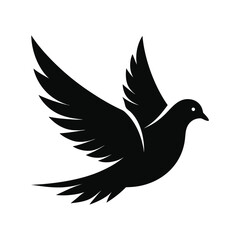 Dove logo icon vector illustration. silhouette of pigeon.. dove of peace. 