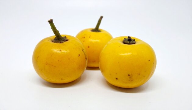 Nances on Isolated White Background &ndash; Small Yellow Tropical Fruit with Strong Aroma and Natural Macro Focus