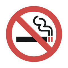 A clear and concise illustration of a no smoking sign featuring a red circle a diagonal line and a cigarette with smoke symbol
