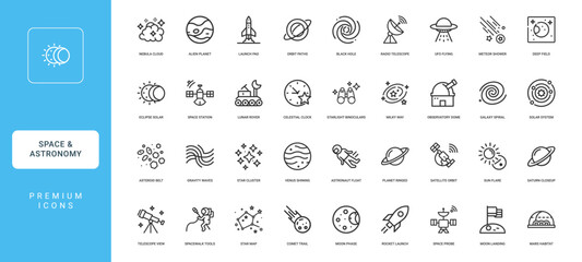 space astronomy icons uniquely celestial collection premium