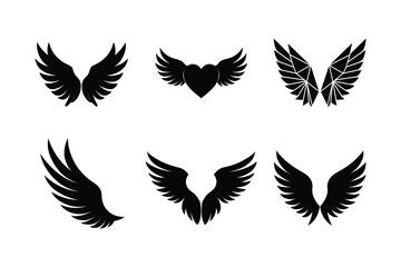 Fototapeta premium set of angel wings logo silhouette vector illustration