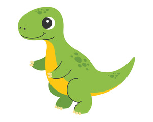 Cute dinosaur on white background. Cartoon tyrannosaurus. Vector illustration