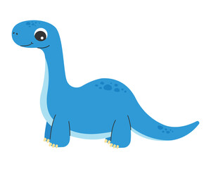 Cute dinosaur on white background. Cartoon diplodocus. Vector illustration