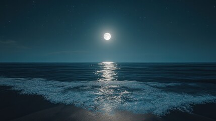 Night beach scene with full moon (2)
