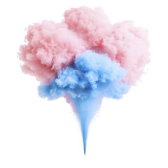 Fototapeta premium Vibrant explosion of pink and blue powder creates dynamic cloud against transparency background, evoking sense of energy and creativity